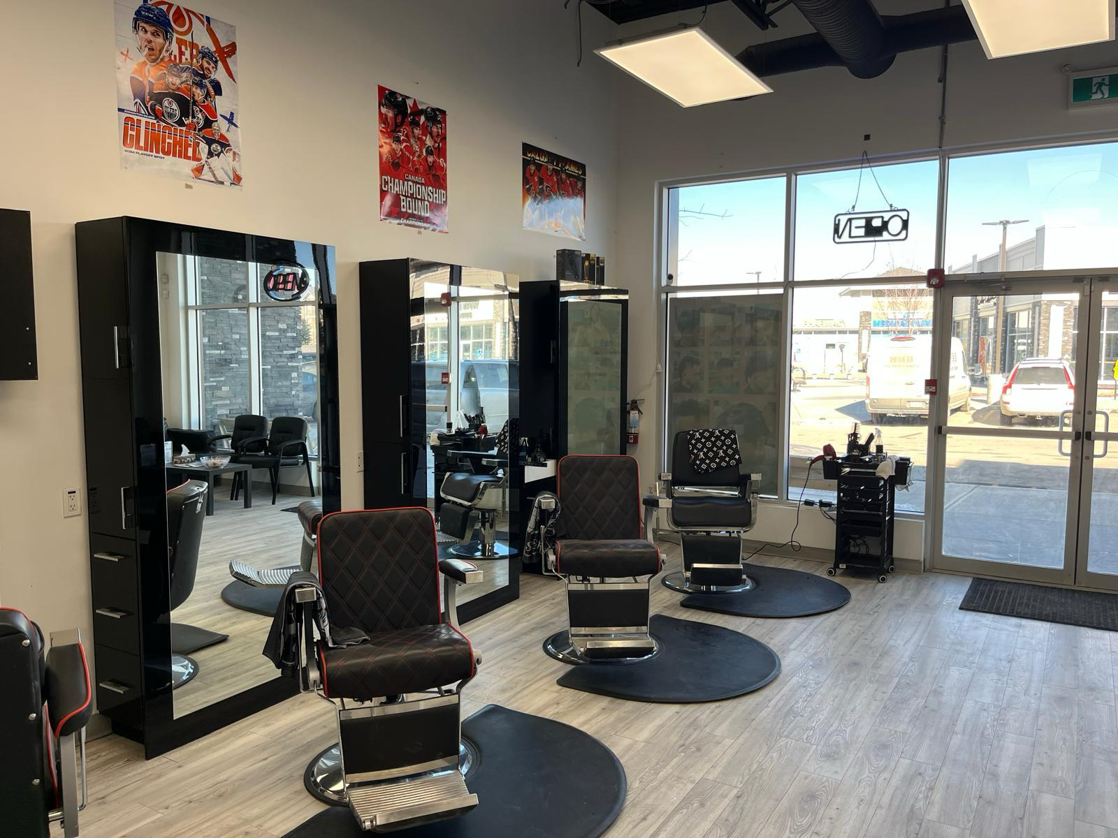 Behind the chair at Legacy Barbershop Calgary